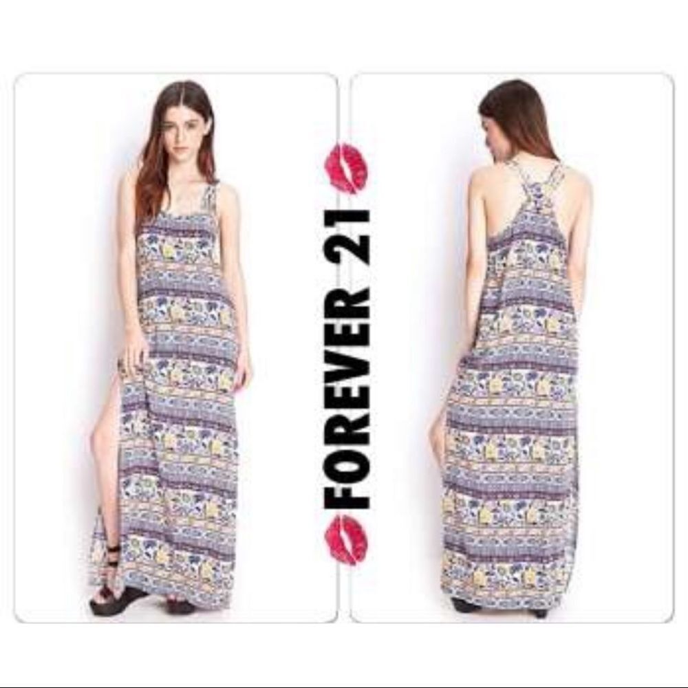 ✨F21 Mixed Pattern Maxi Strap Dress✨